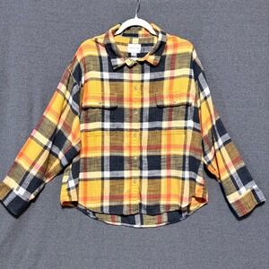 Soft & Cozy American Eagle Women's XL Flannel Boyfriend Shirt Plaid Button Up